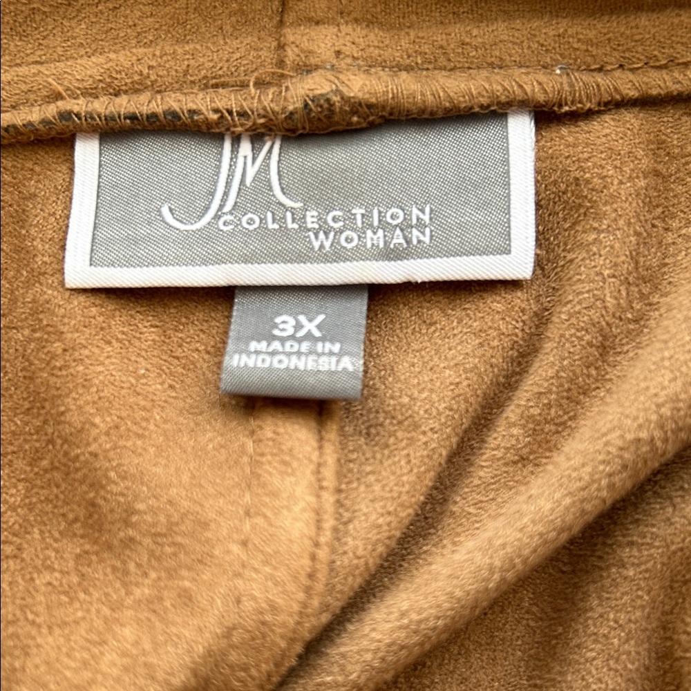 JM Collection Tan Open Front Cardigan - Picture 2 of 5